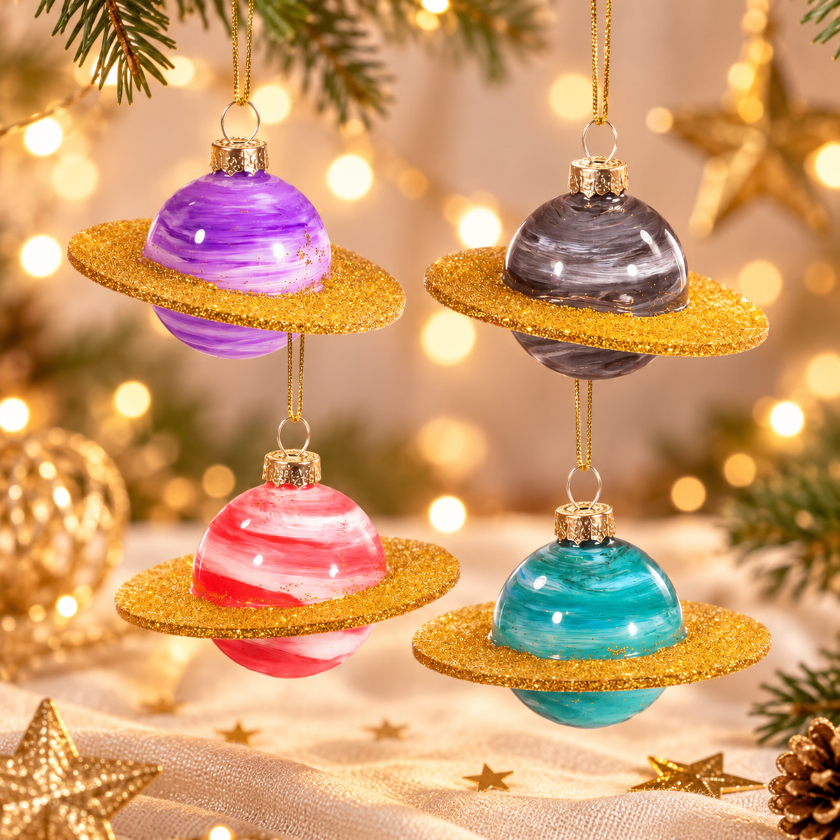 Mini Planets Shaped Bauble - Set of 4 - Foxyavenue