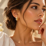Pearl Accent Gold Hoop Earrings — Nickel-Free - Foxyavenue