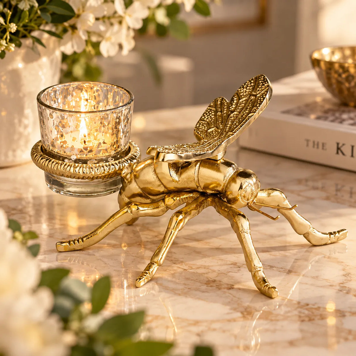 Brass Dragonfly Tealight Holder
