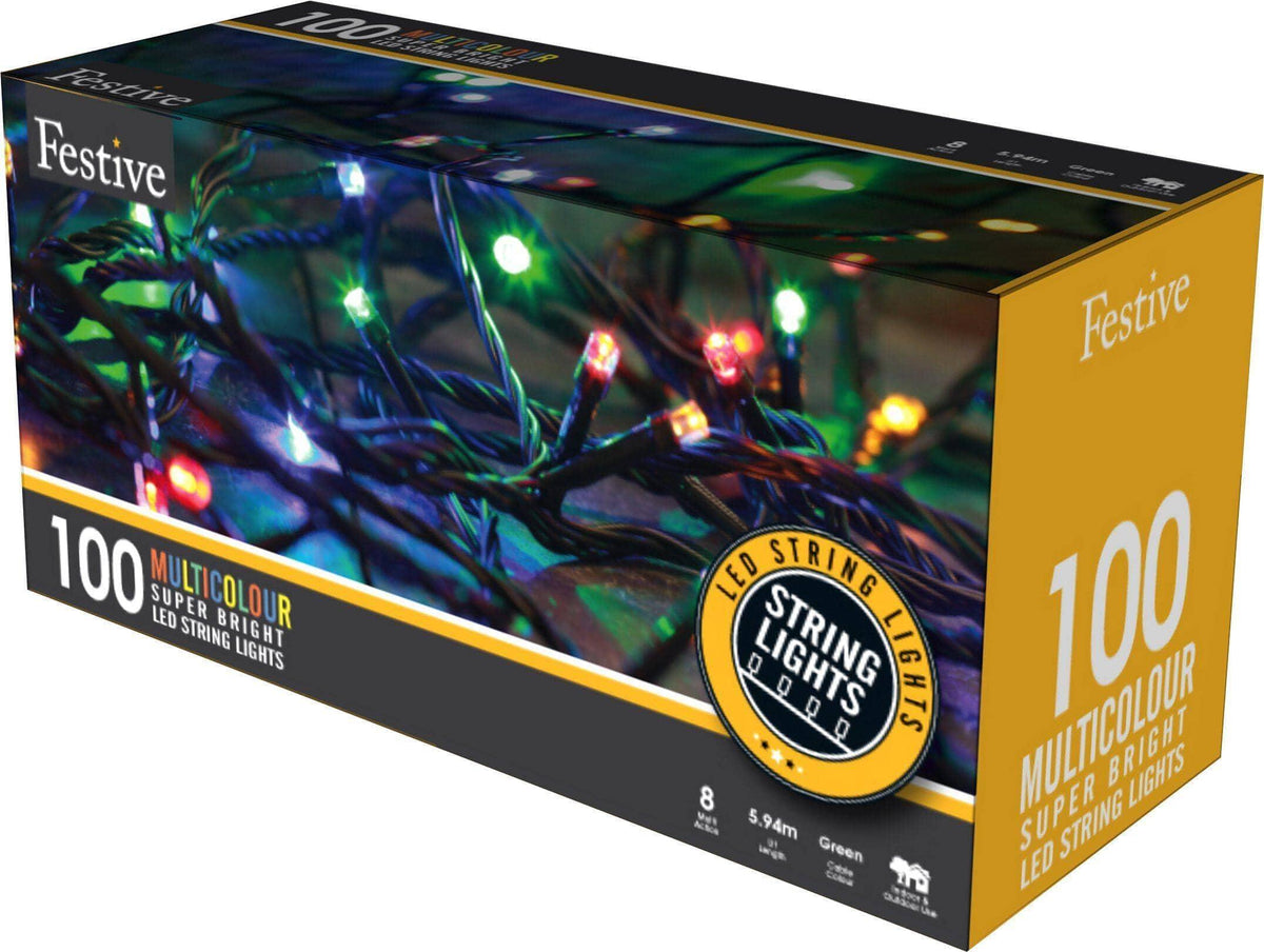 100 multicolour multiaction led lights Christmas Lights Foxyavenue UK