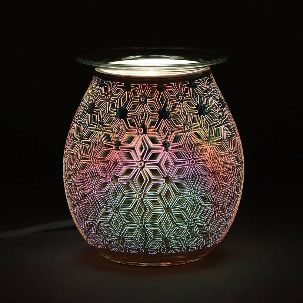 3D Geometric Flower Light Up Electric Oil Burner Oil Burners Foxyavenue UK