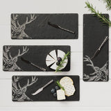 4 Etched Mini Stag Cheese Boards & Knives - Gift Set Glasses Foxyavenue UK