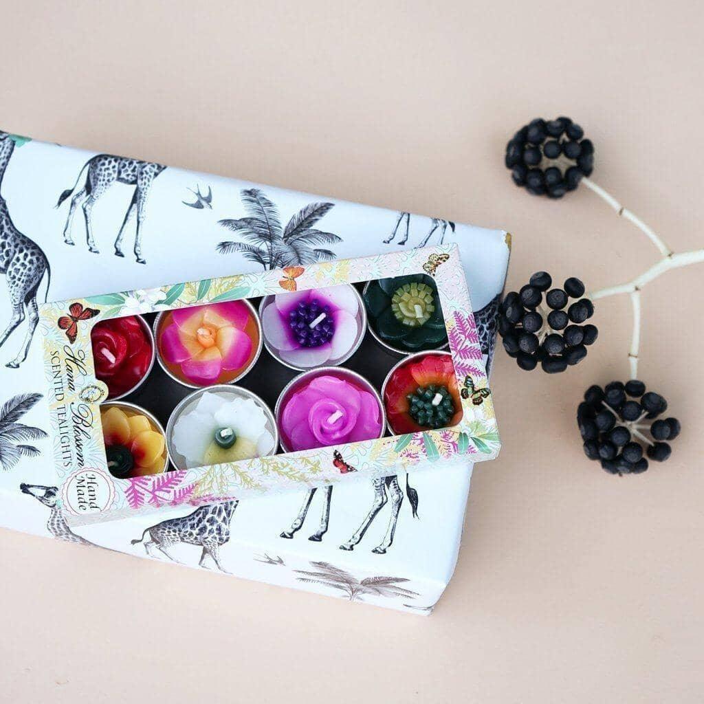 Assorted Tropical Flower Scented Tealights Tealights Foxyavenue UK
