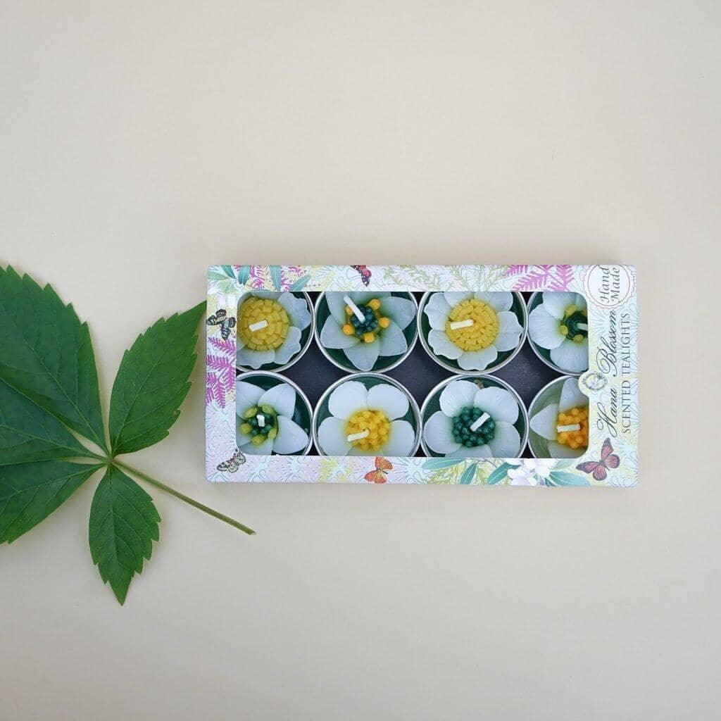 Assorted White Garden Flower Scented Tealights Tealights Foxyavenue UK