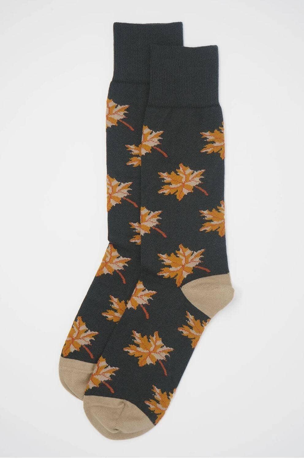 Autumn Leaf - Grey Men's Socks Foxyavenue UK