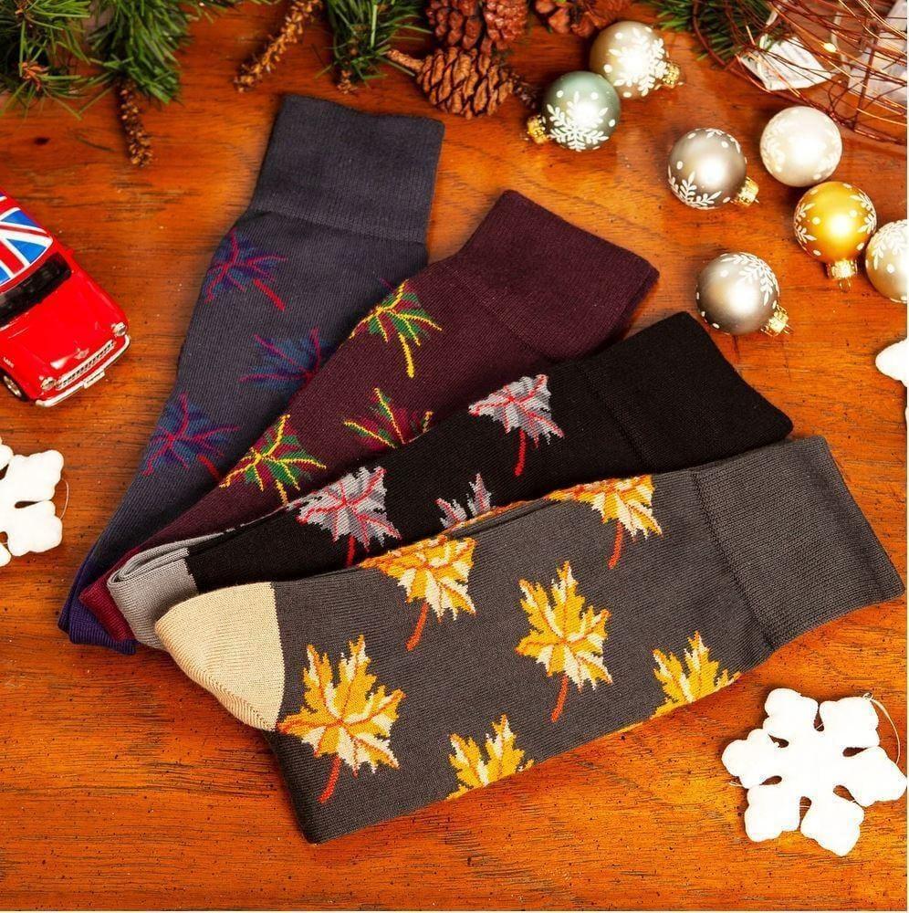 Autumn Leaf - Grey Men's Socks Foxyavenue UK