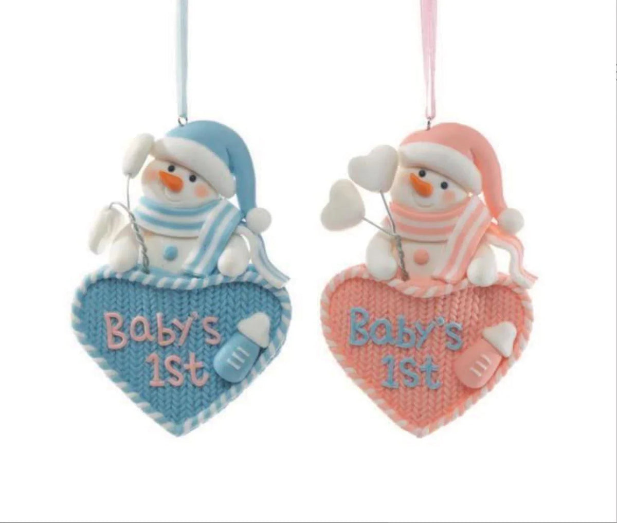 Babys first Christmas - Claydough hearts Tree Decorations Foxyavenue UK