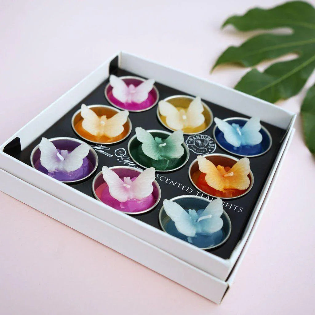 Big Assorted butterfly Scented Tealight Set Tealights Foxyavenue UK
