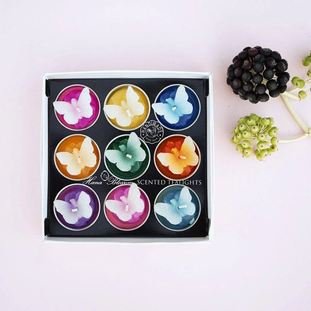 Big Assorted butterfly Scented Tealight Set Tealights Foxyavenue UK