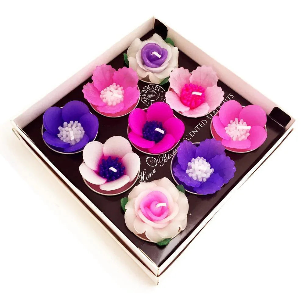 Big Assorted Pink Flower Scented Tea light Set Tealights Foxyavenue UK