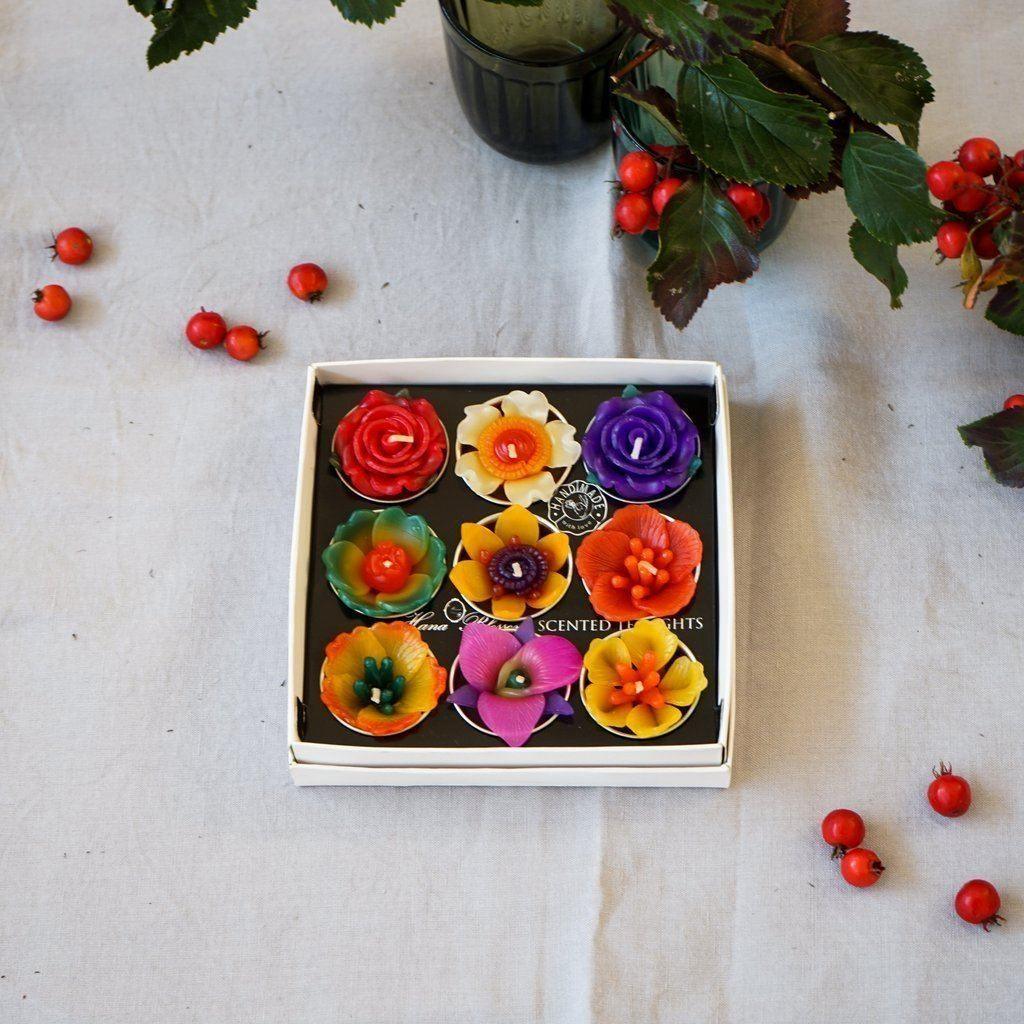 Big Assorted Tropical Flower Scented Tealight Set Tealights Foxyavenue UK