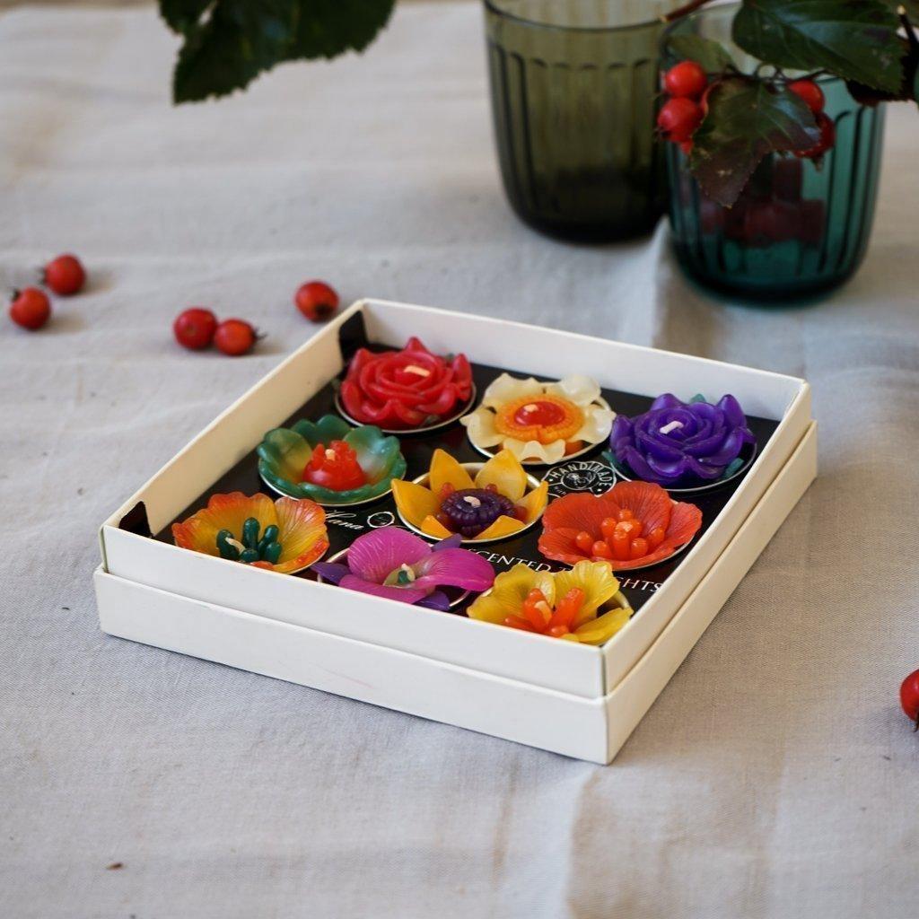 Big Assorted Tropical Flower Scented Tealight Set Tealights Foxyavenue UK