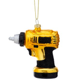 Black and Gold Drill Shaped Bauble Christmas Decorations Foxyavenue UK