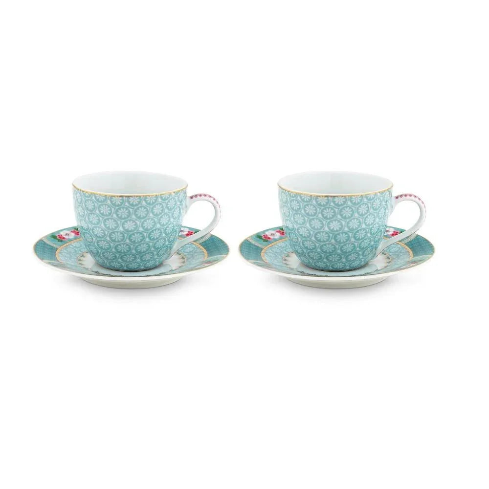 Blushing Birds Set/2 Espresso Cups and Saucers Infuser Foxyavenue UK