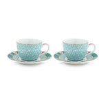 Blushing Birds Set/2 Espresso Cups and Saucers Infuser Foxyavenue UK