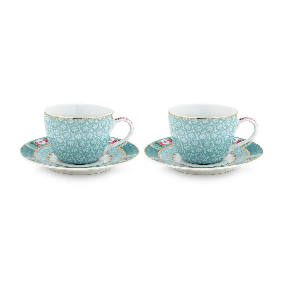 Blushing Birds Set/2 Espresso Cups and Saucers Infuser Foxyavenue UK