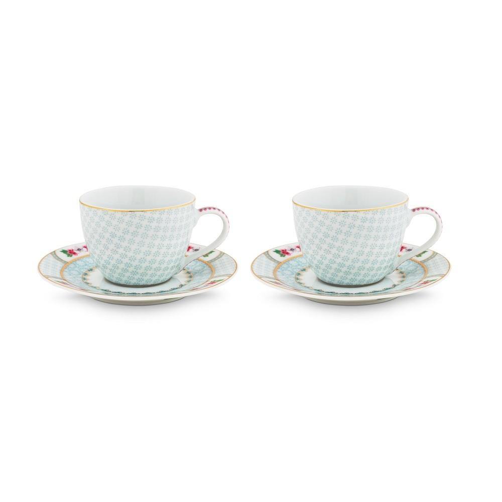 Blushing Birds Set/2 Espresso Cups and Saucers Infuser Foxyavenue UK