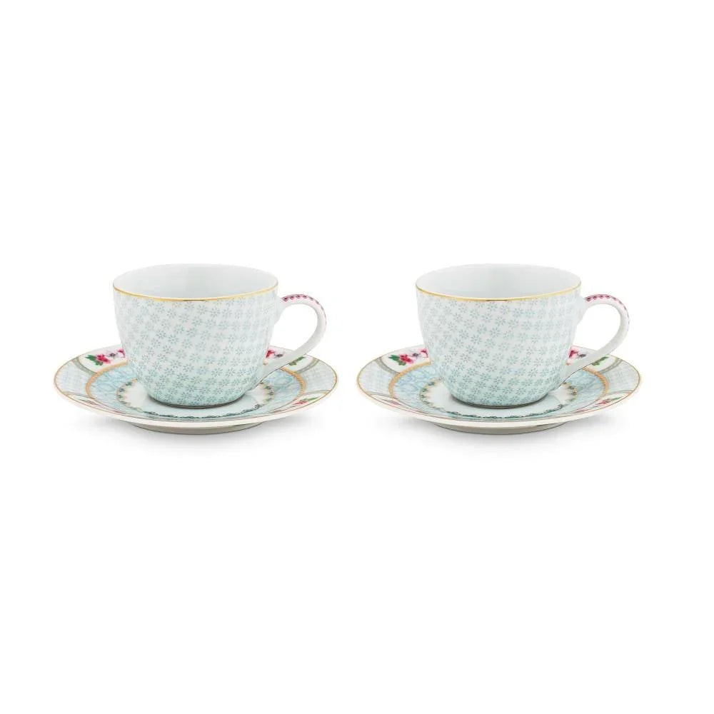 Blushing Birds Set/2 Espresso Cups and Saucers Infuser Foxyavenue UK