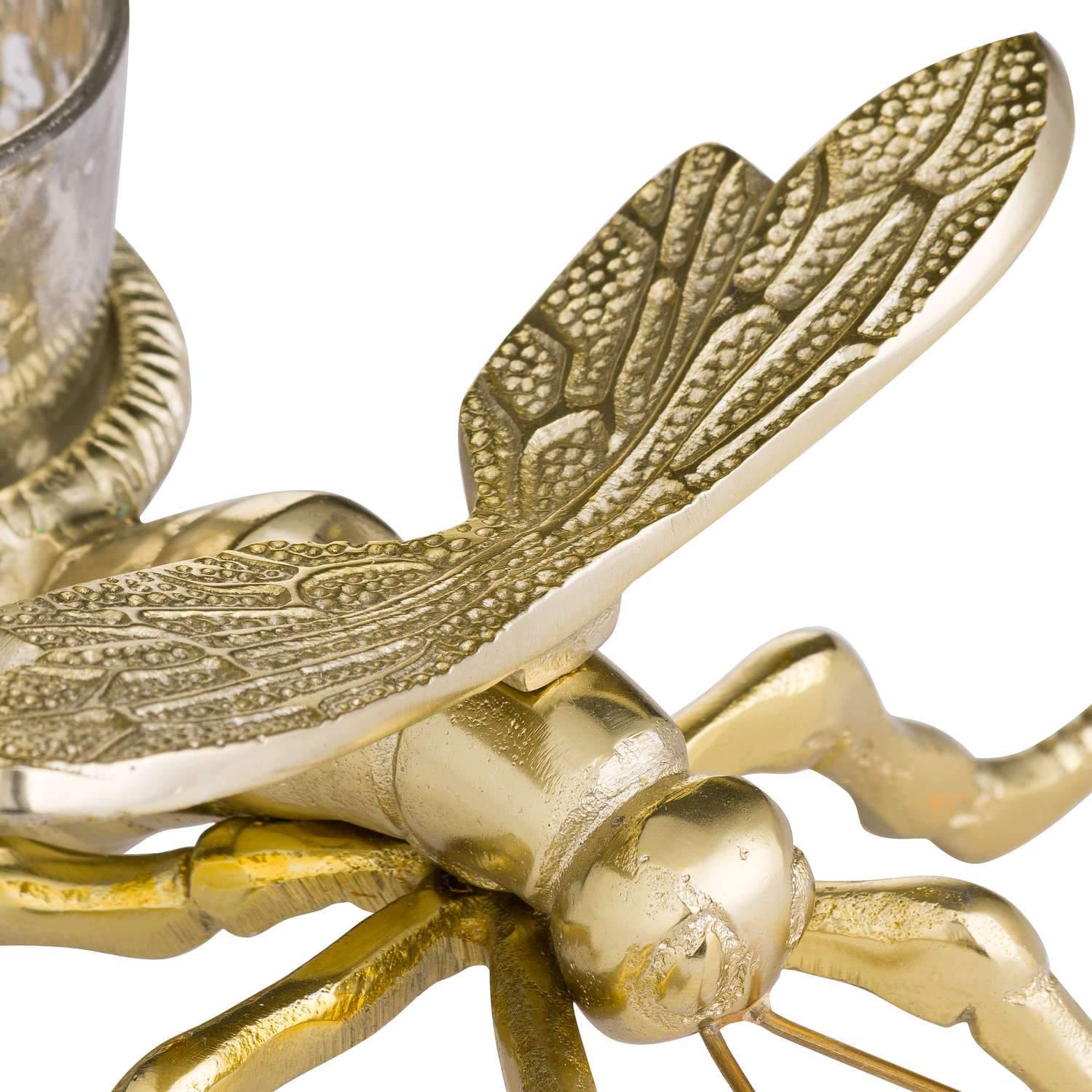 Brass Dragonfly Tealight Holder Trays Foxyavenue UK
