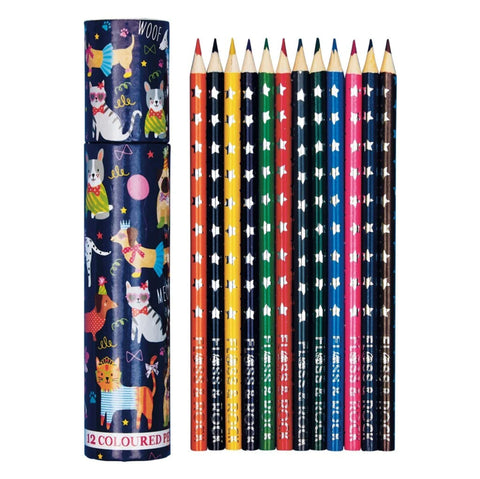 Coloured Pencils Pack - Tube Pets Kids Foxyavenue UK