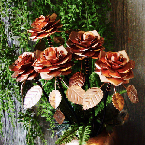 Copper Roses - Set of 5 HomeDecor Foxyavenue UK