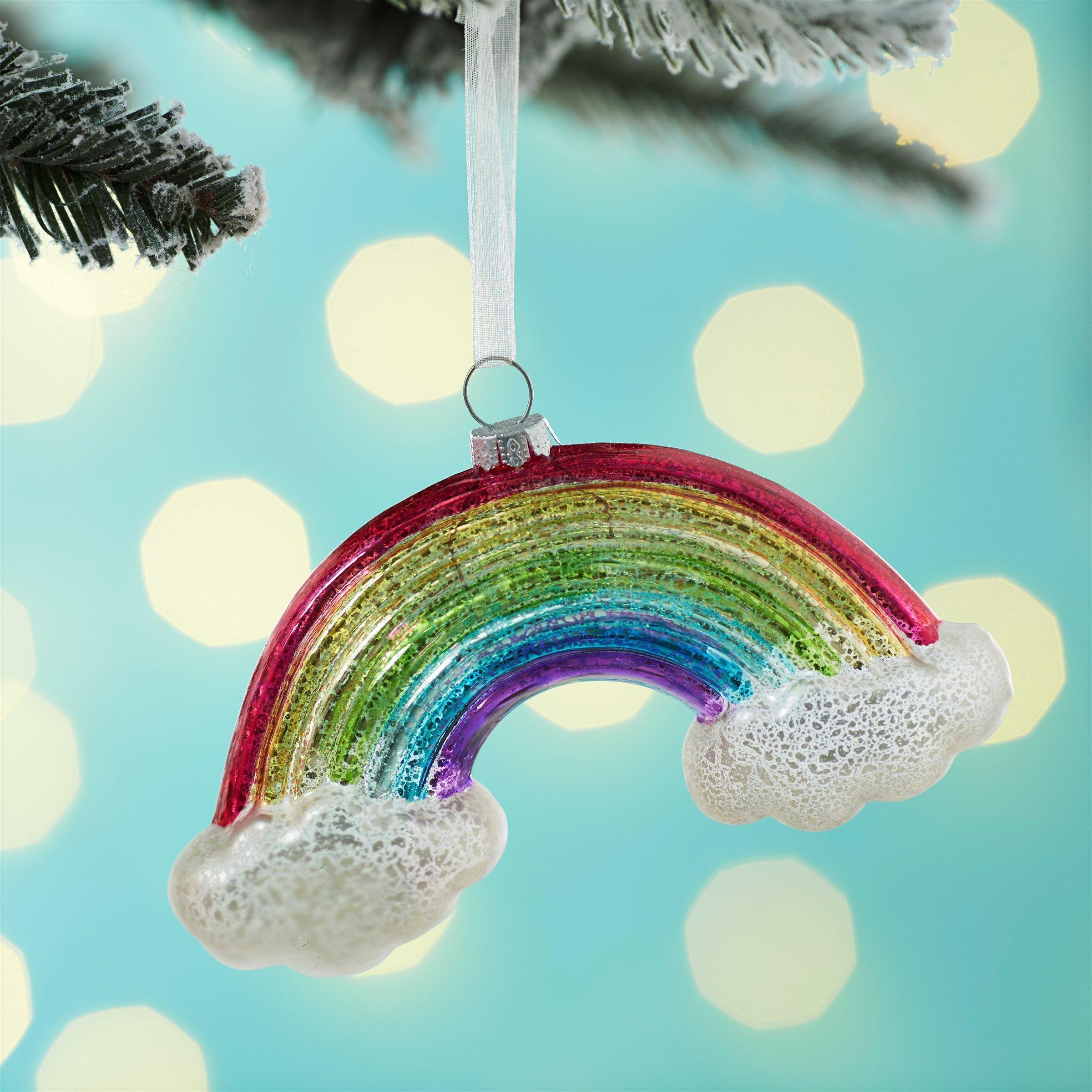 Crackle Glaze Rainbow Shaped Bauble Christmas Decorations Foxyavenue UK