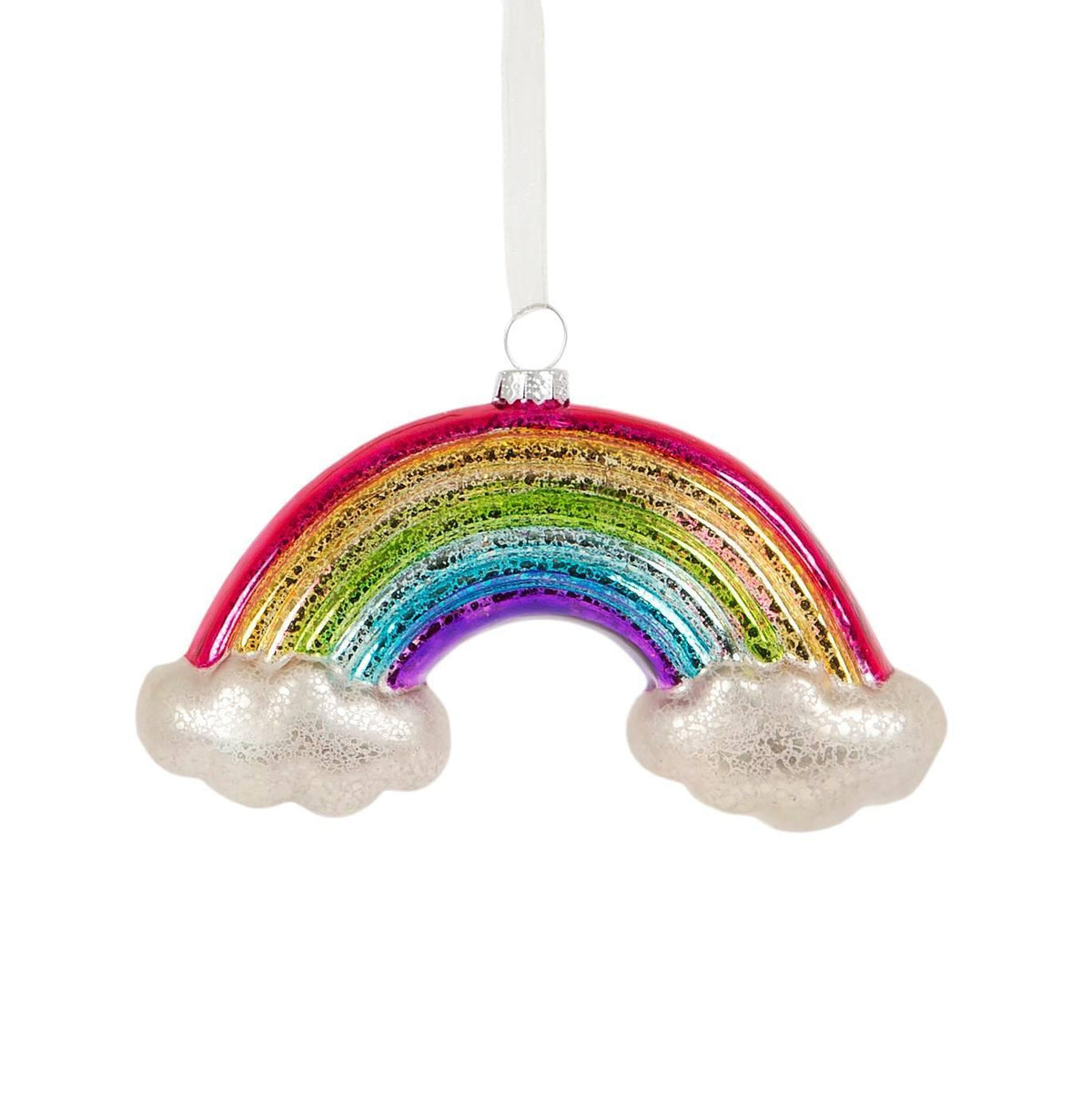 Crackle Glaze Rainbow Shaped Bauble Christmas Decorations Foxyavenue UK