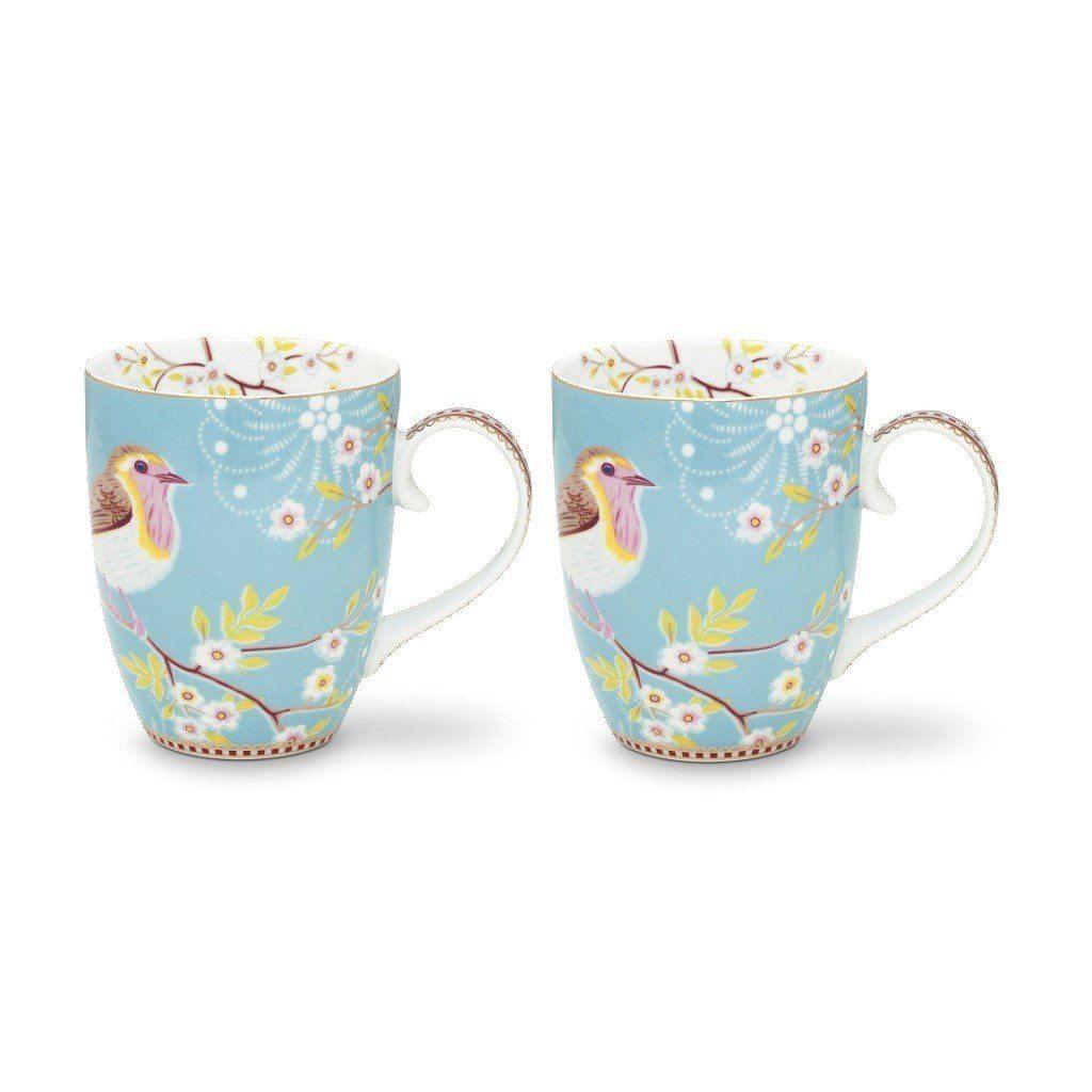 Early Bird Set/2 Large Blue Mugs Cups Foxyavenue UK