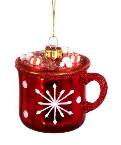 Enamel Hot Chocolate Mug Shaped Bauble Christmas Decorations Foxyavenue UK