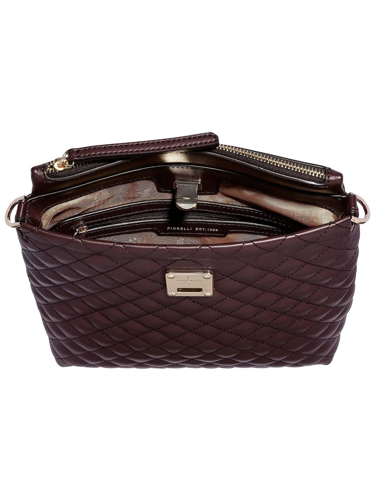Fiorelli Beaumont Quilted Mini Satchel, Aubergine Quilt Handbags Foxyavenue UK