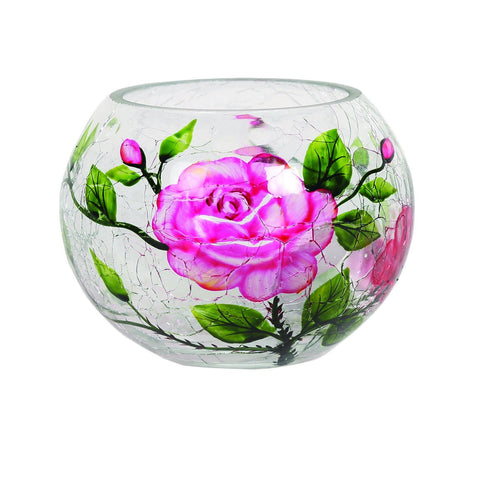 Floral Glass Tealight Holder HomeDecor Foxyavenue UK