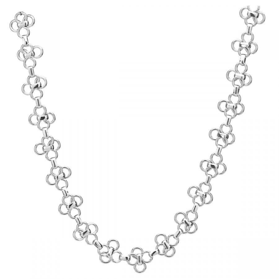 Geo Rhodium Silver Geometric Short Necklace Jewellery Foxyavenue UK