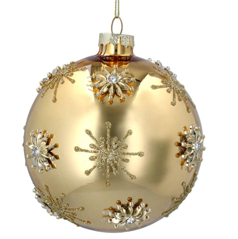 Glass Bauble Gold with Jewelled Stars Tree Decorations Foxyavenue UK