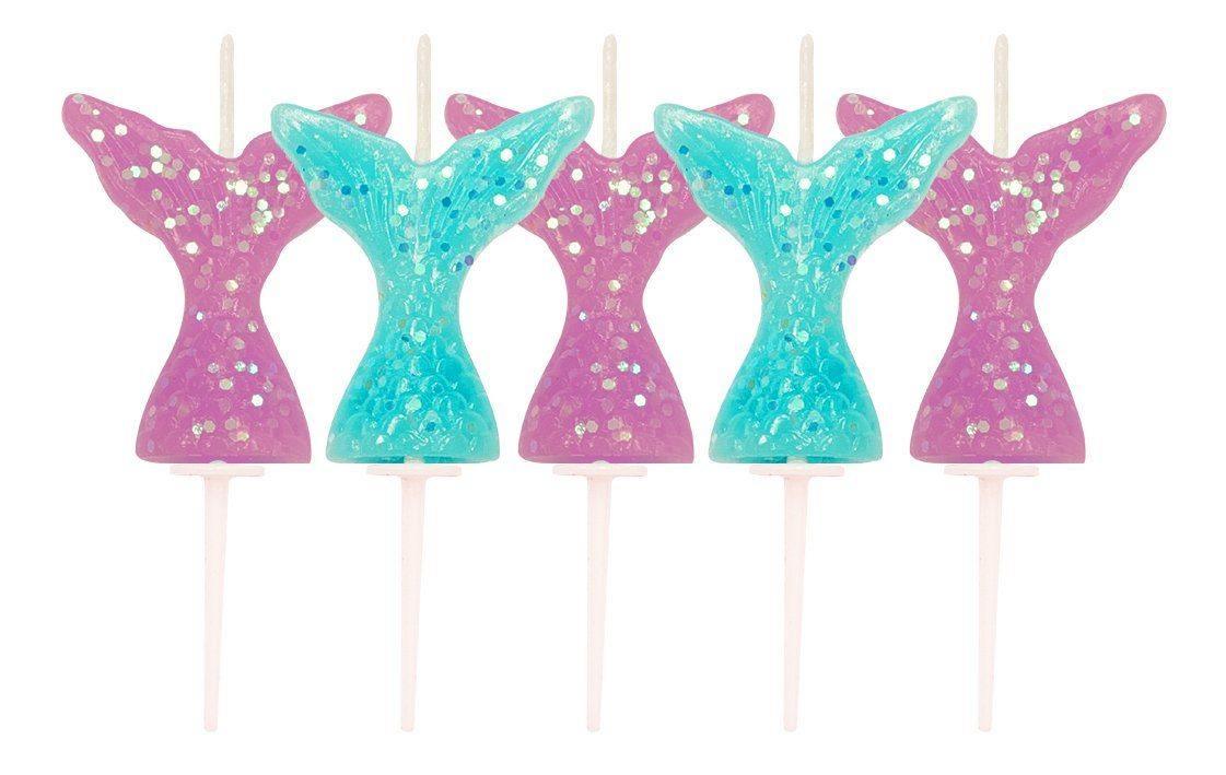 Glitter Mermaid Tail Pick Candles Party Decorations Foxyavenue UK