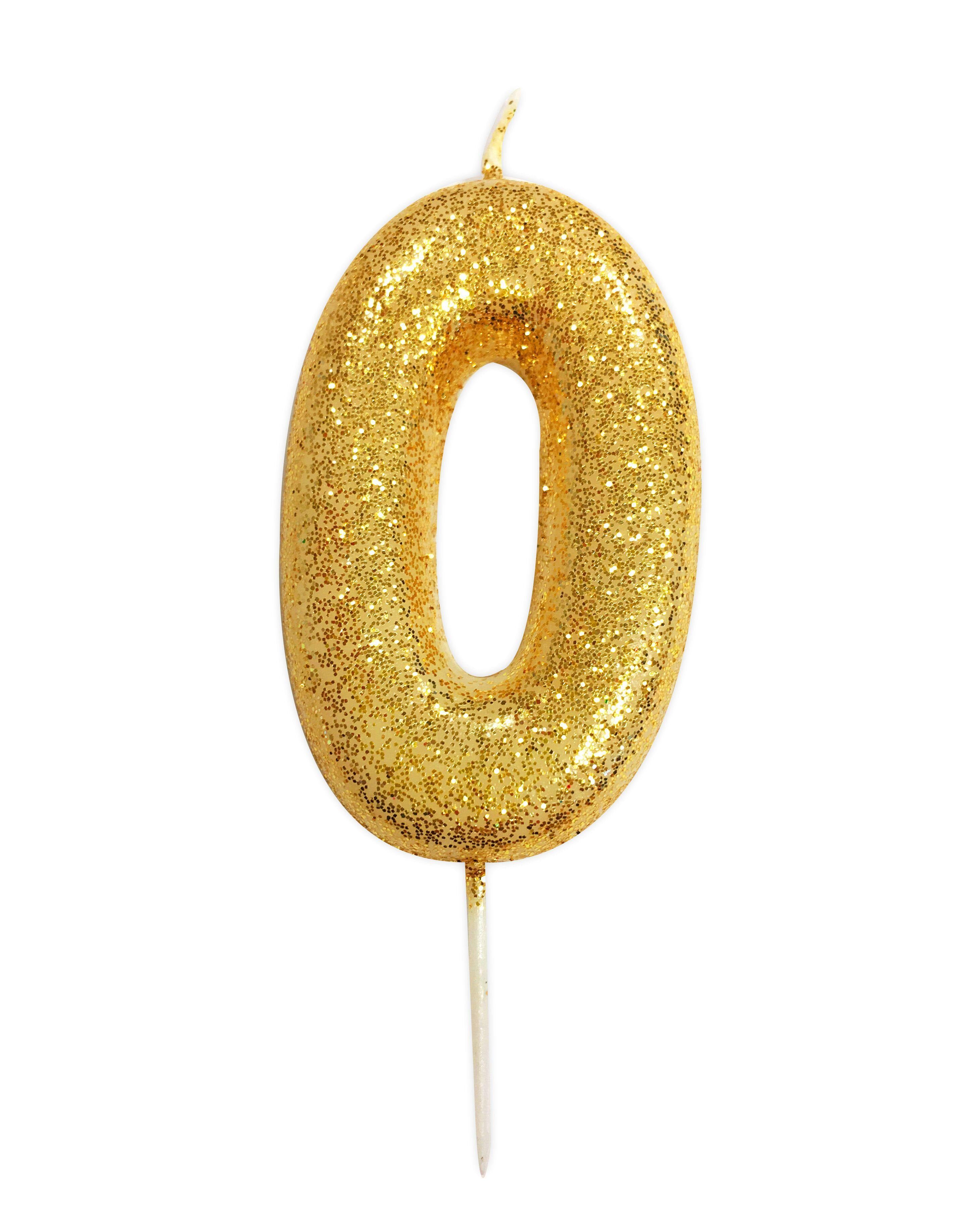 Glitter Numeral Moulded Pick Candle Gold Candles Foxyavenue UK