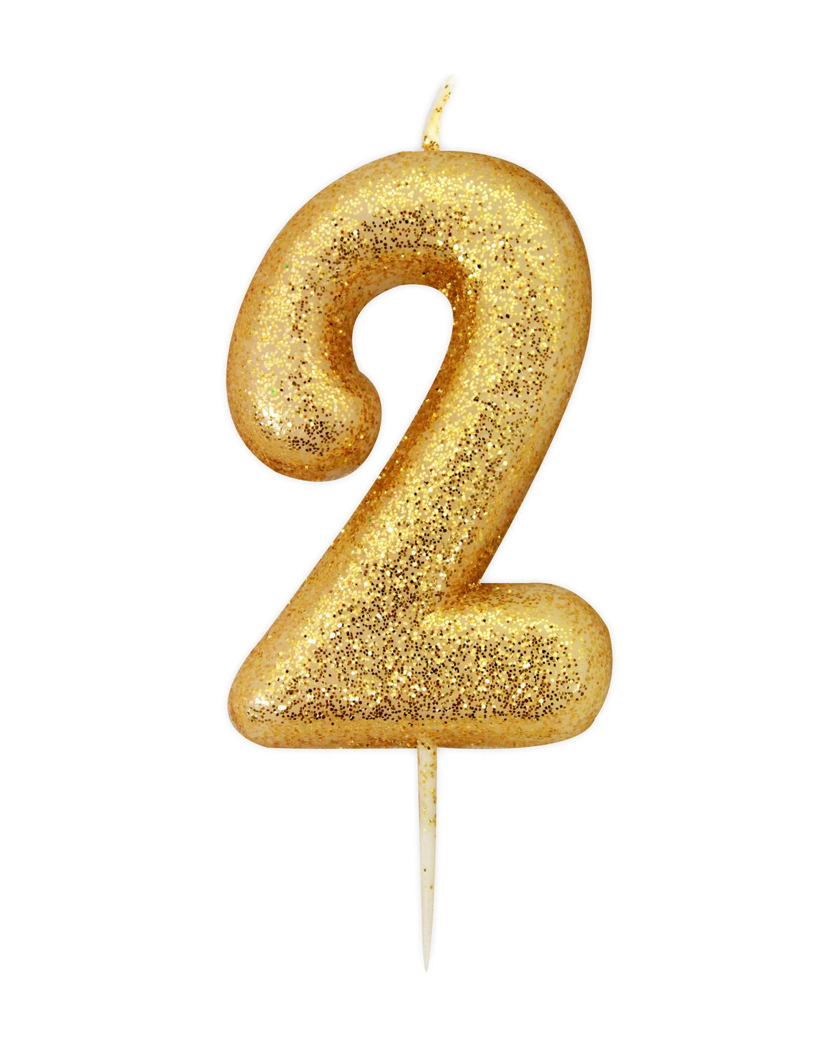 Glitter Numeral Moulded Pick Candle Gold Candles Foxyavenue UK
