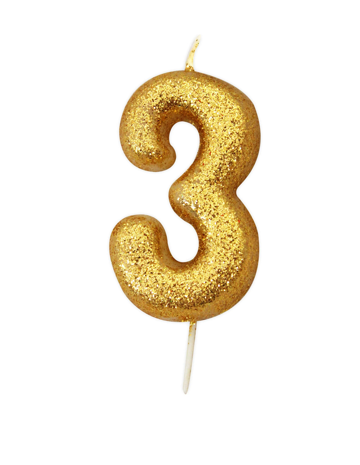 Glitter Numeral Moulded Pick Candle Gold Candles Foxyavenue UK