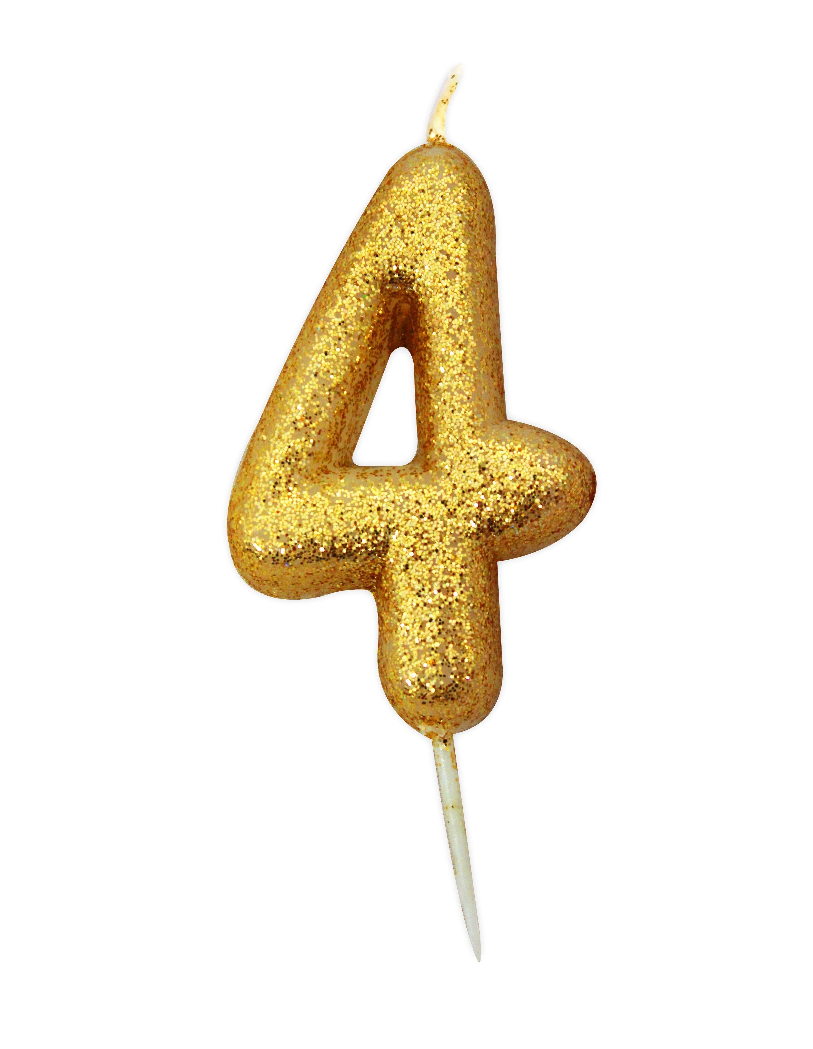 Glitter Numeral Moulded Pick Candle Gold Candles Foxyavenue UK