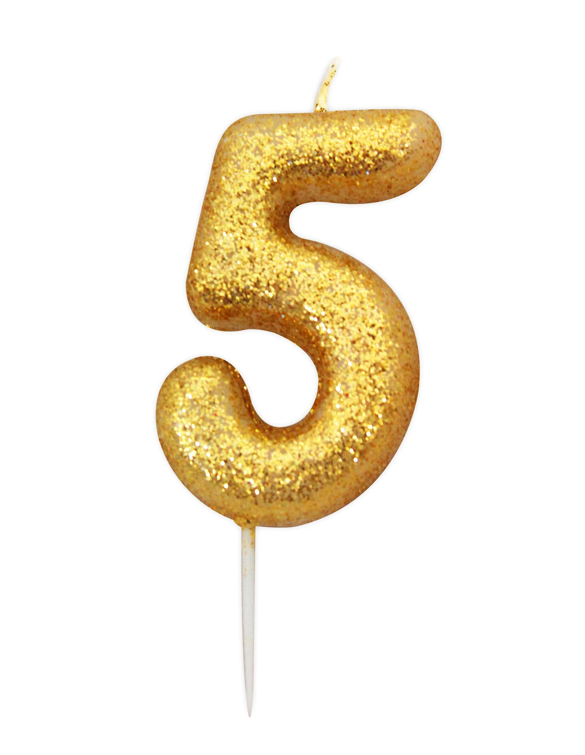 Glitter Numeral Moulded Pick Candle Gold Candles Foxyavenue UK