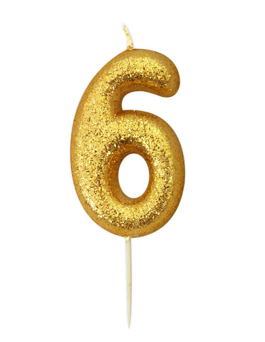 Glitter Numeral Moulded Pick Candle Gold Candles Foxyavenue UK
