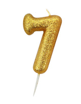 Glitter Numeral Moulded Pick Candle Gold Candles Foxyavenue UK