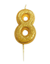 Glitter Numeral Moulded Pick Candle Gold Candles Foxyavenue UK