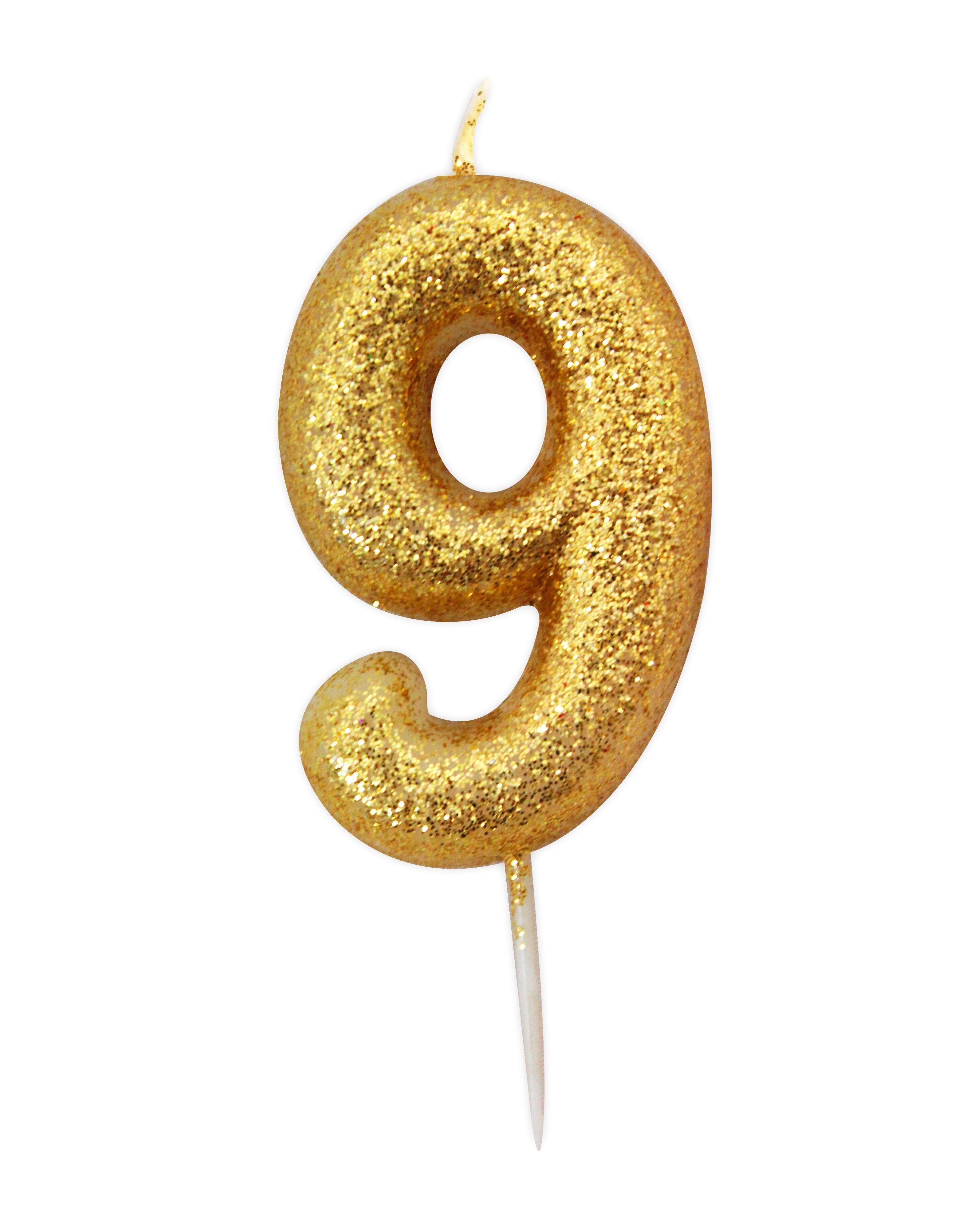 Glitter Numeral Moulded Pick Candle Gold Candles Foxyavenue UK