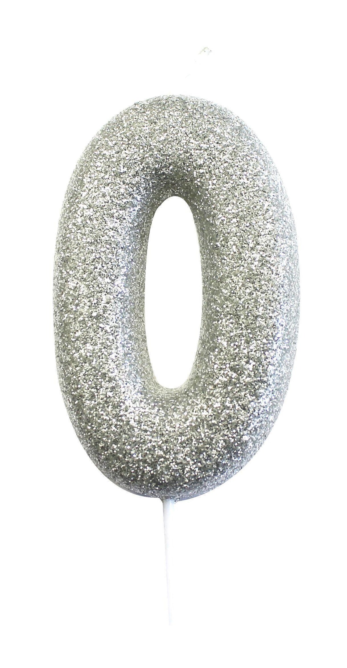 Glitter Numeral Moulded Pick Candle Silver Foxyavenue UK