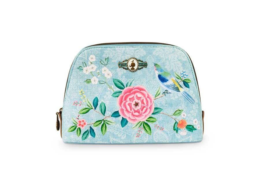 Good Morning Cosmetic Bag Triangle Medium - Floral Blue Handbags Foxyavenue UK