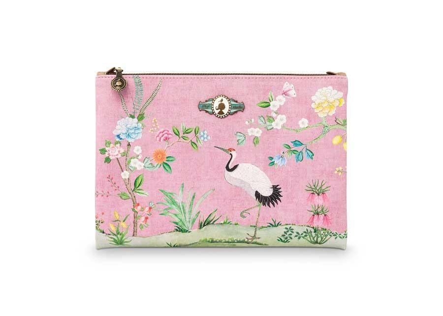 Good Morning Cosmetic Flat Pouch - Floral Pink Handbags Foxyavenue UK