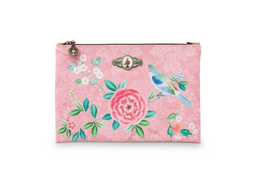 Good Morning Cosmetic Flat Pouch - Floral Pink Handbags Foxyavenue UK