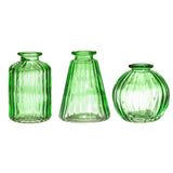Green Glass Bud Vases - Set Of 3 HomeDecor Foxyavenue UK