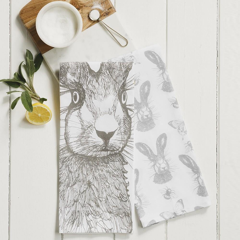 Hare with Bees & Butterflies Tea Towels Tea Towel Foxyavenue UK