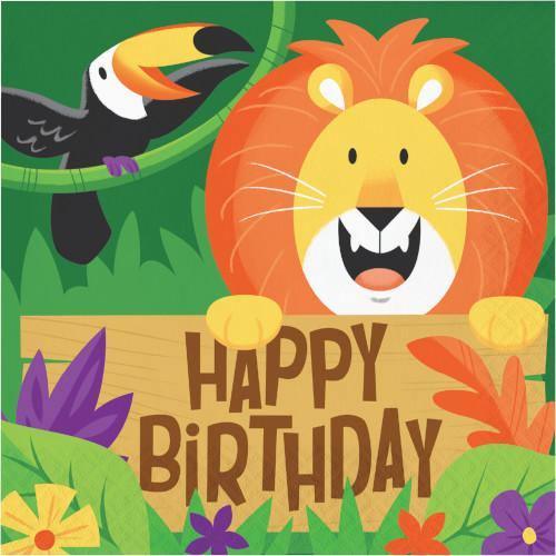 Jungle Safari Lunch Napkins Happy Birthday 2 ply Jungle Safari Foxyavenue UK